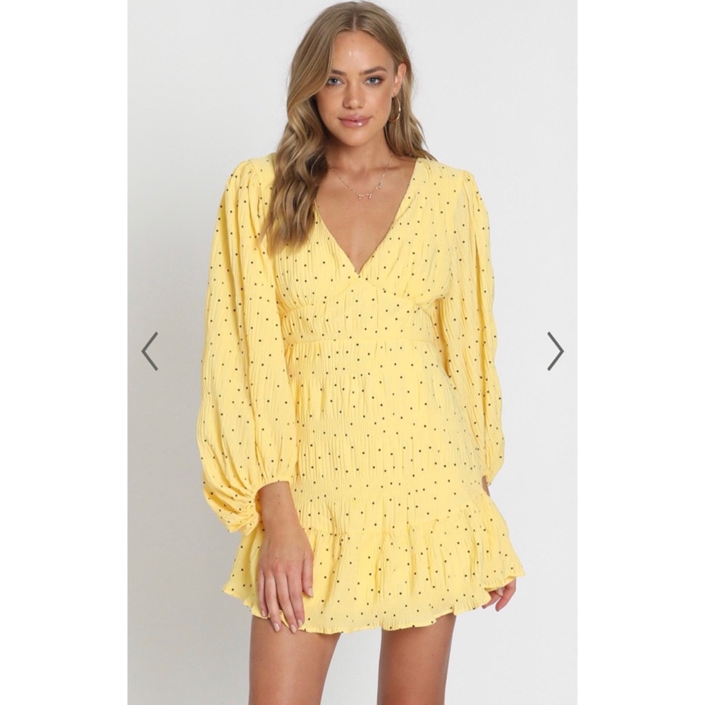 Yellow Balloon Long Sleeve Dress